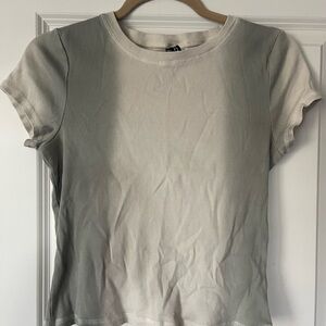 Casual Green / Gray Ribbed Women's Top